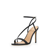 Sandalia stiletto con pulsera en piel negro